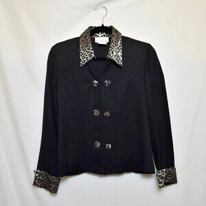 Cheetah trim black button up